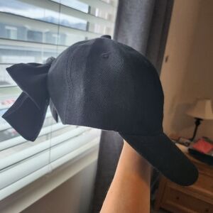 Black Cap with Bow Detail